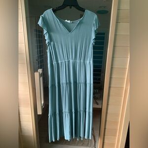 Lucky Brand Light Blue Green Maxi Dress